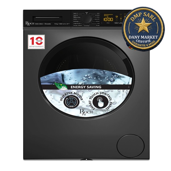 Machine à laver ROCH 10KG Inverter vue de face avec panneau de commande tactile