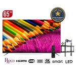 Smart TV Roch 65 pouces 4K UHD RH-LE65DA-B écran géant noir avec support mural