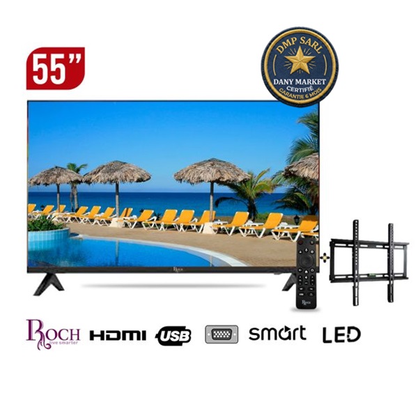 Smart TV Roch 55 pouces Full HD RH-LE55DSV-C avec support mural intégré noir